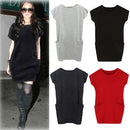 Women Casual Dress Side Pockets Short Sleeve Loose Dress