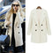 Celebrity Style New Women Coat Notched Collar Double Breasted Medium Long Slim Outerwear Beige