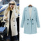 Celebrity Style New Women Coat Notched Collar Double Breasted Medium Long Slim Outerwear Beige