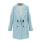 Celebrity Style New Women Coat Notched Collar Double Breasted Medium Long Slim Outerwear Beige