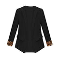 New Fashion Women Thin Chiffon Blazer Leopard Cuffs Decorative Pockets Casual Slim Coat Outwear Jacket White