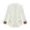 New Fashion Women Thin Chiffon Blazer Leopard Cuffs Decorative Pockets Casual Slim Coat Outwear Jacket White