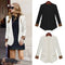 New Fashion Women Thin Chiffon Blazer Leopard Cuffs Decorative Pockets Casual Slim Coat Outwear Jacket White