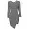 Chic Horizontal Stripe Asymmetric Hem Long Sleeve Mini Dress