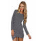 Chic Horizontal Stripe Asymmetric Hem Long Sleeve Mini Dress