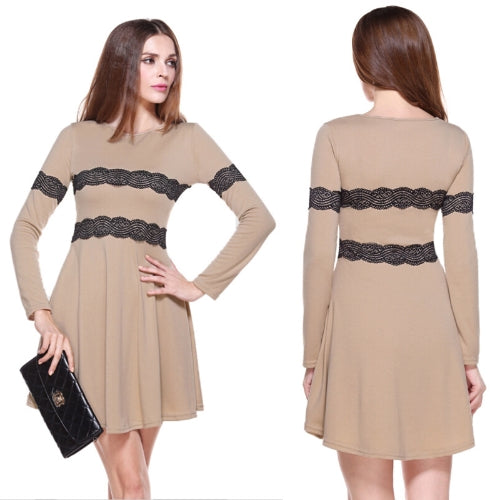 Women Slim Dress Lace Long Sleeve Dress