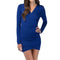 Fashion Women Wrap Front Dress Sexy Deep V-neck Long Sleeve Evening Party Clubwear Mini Dress