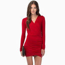 Fashion Women Wrap Front Dress Sexy Deep V-neck Long Sleeve Evening Party Clubwear Mini Dress