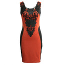 New Fashion Women Dress Floral Lace Contrast Sleeveless Bodycon Mini Casual Bandage Backless One-Piece