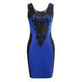 New Fashion Women Dress Floral Lace Contrast Sleeveless Bodycon Mini Casual Bandage Backless One-Piece