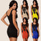 New Fashion Women Dress Floral Lace Contrast Sleeveless Bodycon Mini Casual Bandage Backless One-Piece