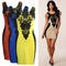 New Fashion Women Dress Floral Lace Contrast Sleeveless Bodycon Mini Casual Bandage Backless One-Piece