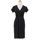 Fashion Women Elegant Office Stretchy Dress Wrap Front Tunic V-Neck Short Sleeve Maternity Dress