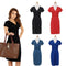 Fashion Women Elegant Office Stretchy Dress Wrap Front Tunic V-Neck Short Sleeve Maternity Dress