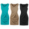 New Celebrity Sexy Women Dress Overlay Ruffles Crew Neck Sleeveless Bodycon Party Mini Dress Black/Khaki/Blue