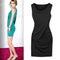 New Celebrity Sexy Women Dress Overlay Ruffles Crew Neck Sleeveless Bodycon Party Mini Dress Black/Khaki/Blue