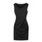 New Celebrity Sexy Women Dress Overlay Ruffles Crew Neck Sleeveless Bodycon Party Mini Dress Black/Khaki/Blue