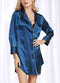 Sexy Women Silk Satin Shirt Dress Pajamas Turn Down Collar Long Sleeve Sleepwear Nightwear Pyjamas