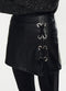 Women PU Lace Up Skirts Faux Leather Back Zipper Mini Short Pants Pantskirt Skorts