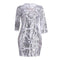 Fashion Women Sequin Mini Dress Half Sleeve O Neck Evening Party Club Elegant Bodycon Dress Silver