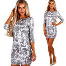 Fashion Women Sequin Mini Dress Half Sleeve O Neck Evening Party Club Elegant Bodycon Dress Silver