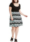 Women Plus Size Dress Stripe Print Scoop Neck Short Sleeve Casual Party Club Loose Dress Black