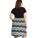 Women Plus Size Dress Stripe Print Scoop Neck Short Sleeve Casual Party Club Loose Dress Black