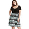 Women Plus Size Dress Stripe Print Scoop Neck Short Sleeve Casual Party Club Loose Dress Black