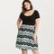 Women Plus Size Dress Stripe Print Scoop Neck Short Sleeve Casual Party Club Loose Dress Black