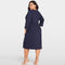 Women Plus Size Dress 3/4 Sleeves Pockets Solid Casual Loose Elegant Party Dress Vestidos Dark Blue