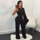 Sexy Women Jumpsuit Single Long Sleeve Solid Wide Leg Pants Slim Playsuit Rompers Red/Black/White