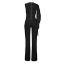 Sexy Women Jumpsuit Single Long Sleeve Solid Wide Leg Pants Slim Playsuit Rompers Red/Black/White