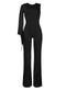 Sexy Women Jumpsuit Single Long Sleeve Solid Wide Leg Pants Slim Playsuit Rompers Red/Black/White