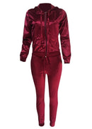 Women Two Piece Tracksuit Long Sleeve Zip Hoodie Sweatshirt Pants Sportswear Fitness Set Suits