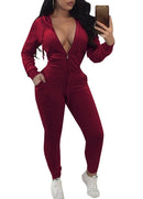 Women Two Piece Tracksuit Long Sleeve Zip Hoodie Sweatshirt Pants Sportswear Fitness Set Suits