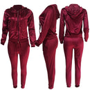 Women Two Piece Tracksuit Long Sleeve Zip Hoodie Sweatshirt Pants Sportswear Fitness Set Suits