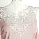 Sexy Women Blouse Lace Splice Cold Shoulder V Neck Long Sleeve Slim Casual T-Shirt Tee Tops Pink