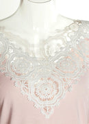 Sexy Women Blouse Lace Splice Cold Shoulder V Neck Long Sleeve Slim Casual T-Shirt Tee Tops Pink