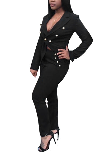 Women Business Suits Blazers Trousers Straight Buttons Office Work Casual Formal Tuxedos Two Pieces