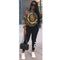 Women Printed Coat Bomber Jacket Long Sleeve Zipper Streetwear Casual Outerwear Green