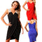 Summer Women Cross Beach Dress Deep V Neck Asymmetric Casual Tunic Dress Black/Red/Blue