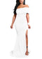 Elegant Women Mermaid Maxi Dress Off the Shoulder High Split Solid Slim Bodycon Cocktail Party Long Dress