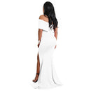 Elegant Women Mermaid Maxi Dress Off the Shoulder High Split Solid Slim Bodycon Cocktail Party Long Dress