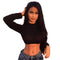 Women Cropped Top Solid Color Stretchy High Turtle Neck Long Sleeve Casual T-shirt Club Wear