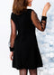 Women Autumn Dress Pearl Beading Mesh Tunic Boat Neck Long Sleeve A Line Elegant Dress Black/Red