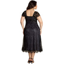 Women Plus Size Dress Floral Lace Sweetheart V Neck Cap Sleeve Midi Elegant Evening Party Wear