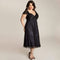 Women Plus Size Dress Floral Lace Sweetheart V Neck Cap Sleeve Midi Elegant Evening Party Wear