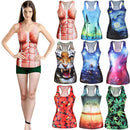 Europe Fashion Women Tank Top Galaxy Digital Print Colorful Vest Crew Neck Sleeveless Casual Camisole