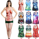 Europe Fashion Women Tank Top Galaxy Digital Print Colorful Vest Crew Neck Sleeveless Casual Camisole