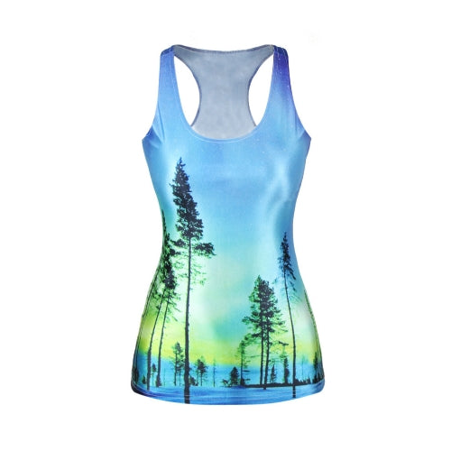 Europe Fashion Women Tank Top Galaxy Digital Print Colorful Vest Crew Neck Sleeveless Casual Camisole